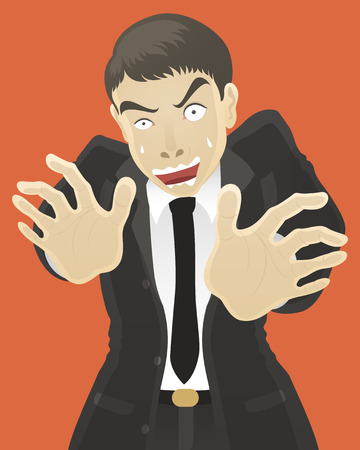 businessman scared something in front of himのイラスト素材