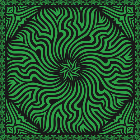 black and green contemporary asian style patternのイラスト素材