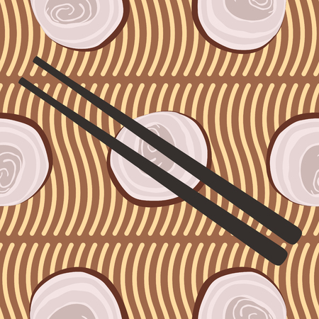 chashu pork ramen seamless patternのイラスト素材