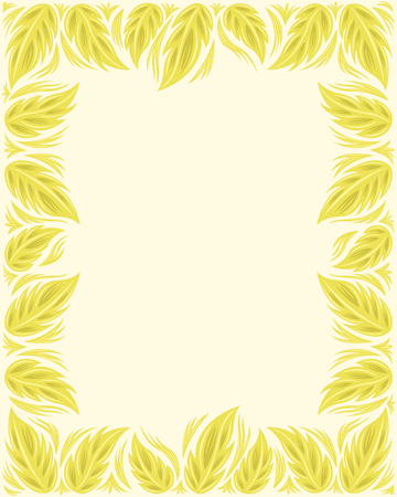 yellow leaves pattern frame on cream backgroundのイラスト素材
