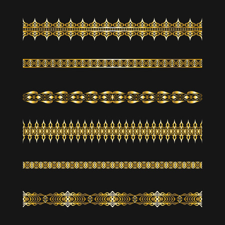 golden elegant ornament lines pattern setのイラスト素材