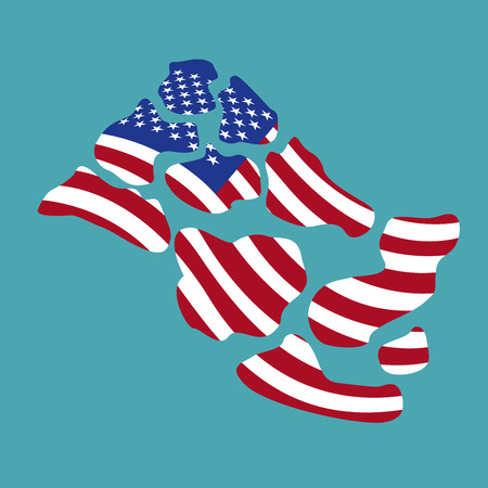 cracked american flag on green backgroundのイラスト素材