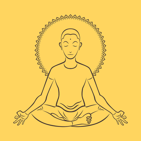 a man meditation out line for logo and iconのイラスト素材