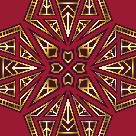 Abstract modern geometric red and gold pattern.のイラスト素材