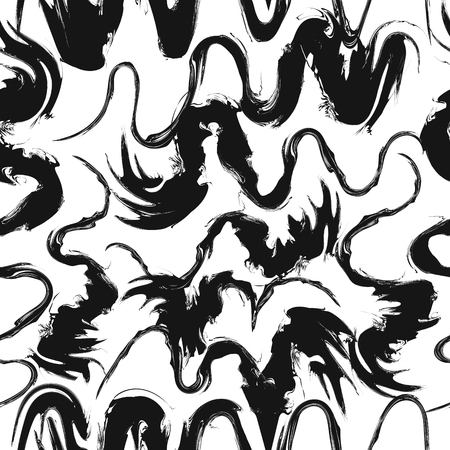 abstract black and white painting style seamless patternのイラスト素材