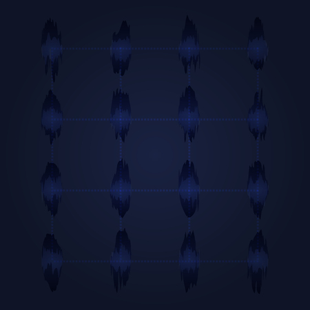 abstract wave dot and grid style on dark blue backgroundのイラスト素材