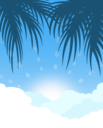 coconut tree and sunrise backgroundのイラスト素材