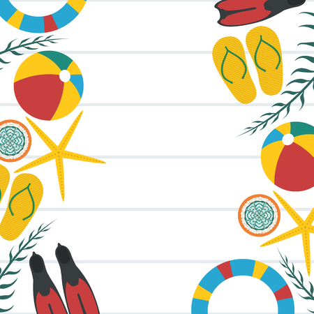 vector template summer with accessories banner on white backgroundのイラスト素材