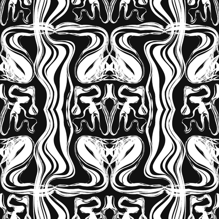 Abstract black and white color painting style seamless patternのイラスト素材