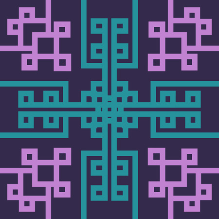 Modern green and pink Chinese pattern style on purpleのイラスト素材