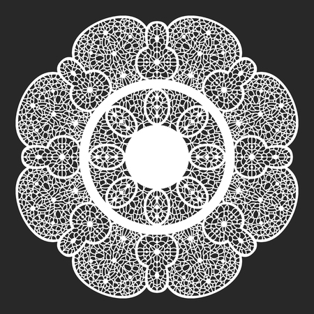 Classical white circle lace doilies templateのイラスト素材
