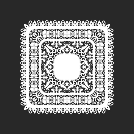 classical square white lace doilies templateのイラスト素材