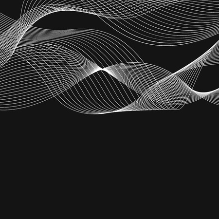 abstract white wave lines network background on blackのイラスト素材