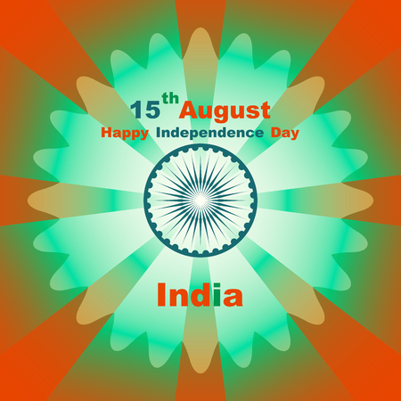 india independence day with halo light and ashoka wheel backgroundのイラスト素材