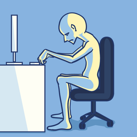 boring businessman in an office roomのイラスト素材