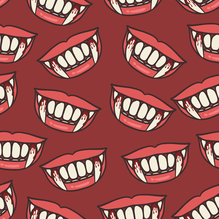 halloween vampire fangs seamless patternのイラスト素材