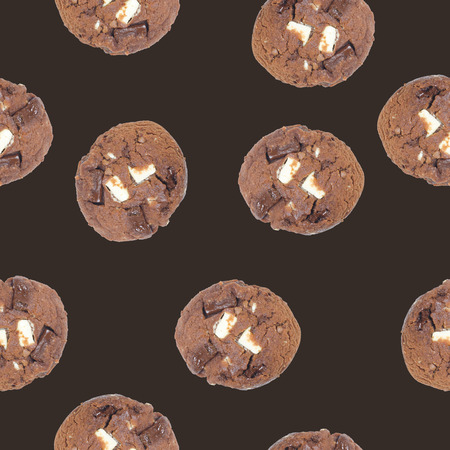the soft muffin cookies seamless pattern on dark brown
