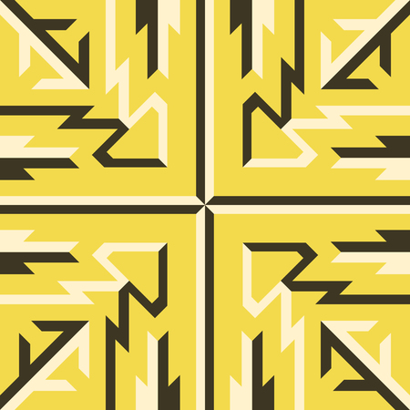 abstract modern yellow and cream geometric native patternのイラスト素材