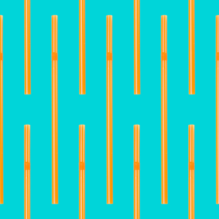the vertical orange straws seamless pattern on light blueの写真素材