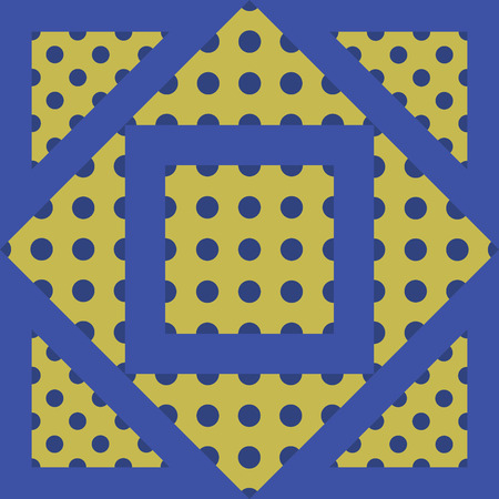 Abstract dots on geometric shape pattern on blue