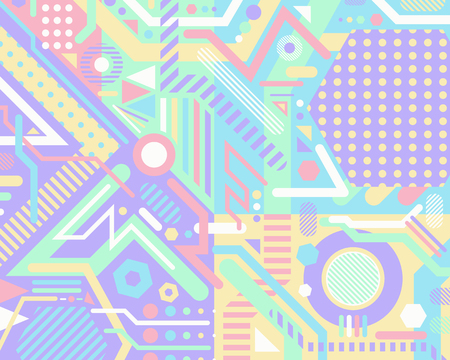 Multi pastel color modern pop art geometric backgroundのイラスト素材