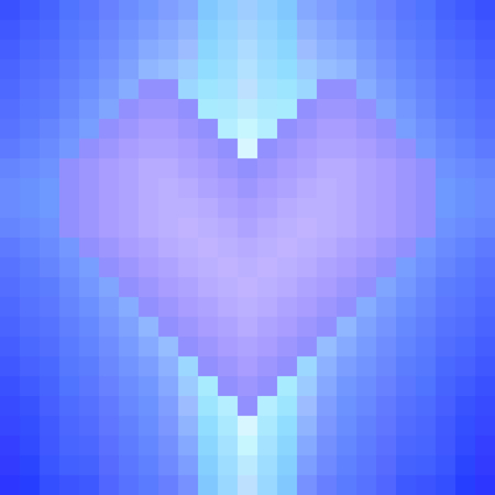 Blue and violet heart pixel gradient background illustration.のイラスト素材