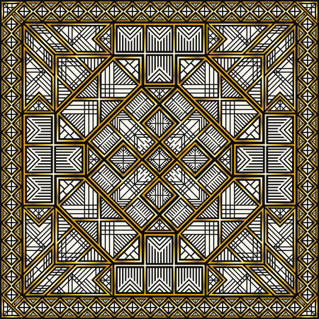 Contemporary geometric luxury golden and black patternのイラスト素材