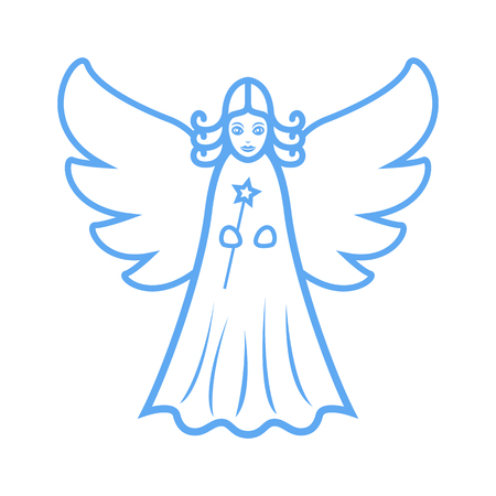 the fairy holding star wand out line iconのイラスト素材