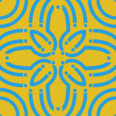 Abstract contemporary blue and yellow flora patternのイラスト素材