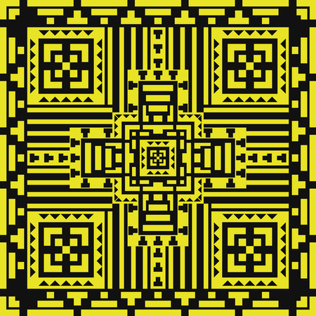 abstract modern yellow and black american indian patternのイラスト素材