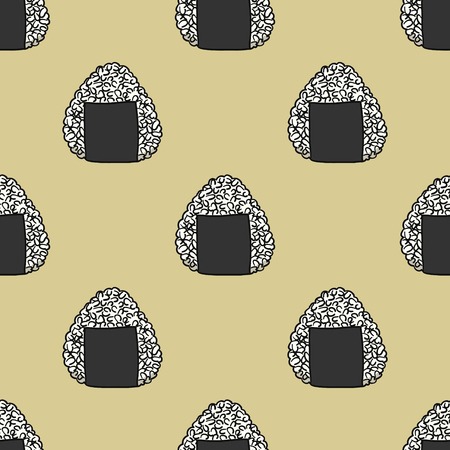 japanese onigiri sushi seamless patternのイラスト素材