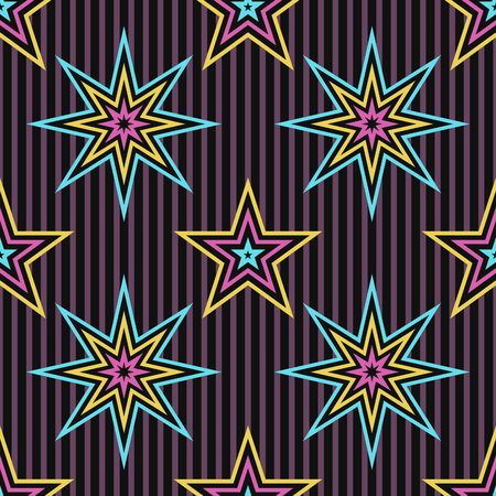 modern variety star seamless pattern on blackのイラスト素材