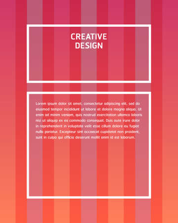 vector vertical lines on orange to red gradient with two rectangle frame background for brochure banner or publicationのイラスト素材