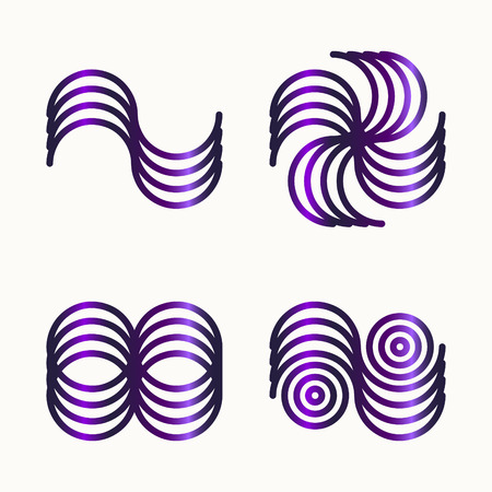 vector geometric curve wireframe logo or icon collection for brochure banner or publicationのイラスト素材