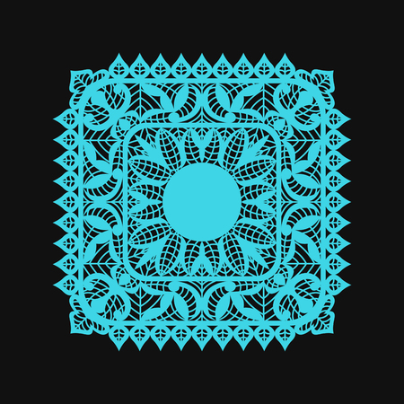 vector classical blue rounded square lace doilies templateのイラスト素材