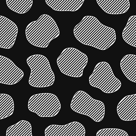 modern black and white rounded stone askew lines seamless patternのイラスト素材