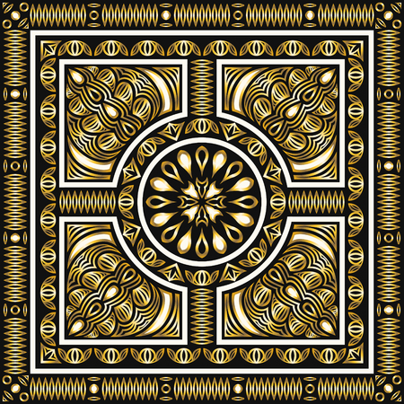 abstract modern contemporary golden and white pattern on blackのイラスト素材