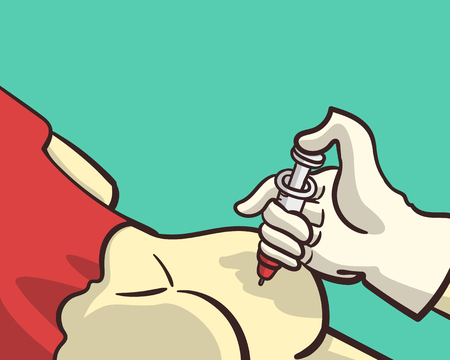 doctor giving injection to patient buttocksのイラスト素材