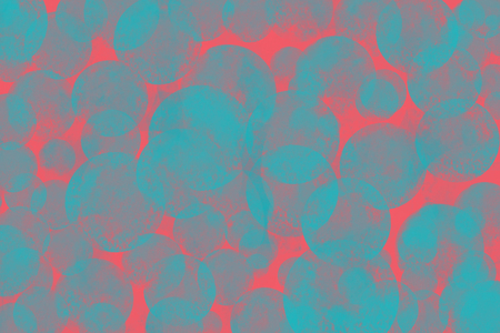 digital multi green circles painting overlap on red background