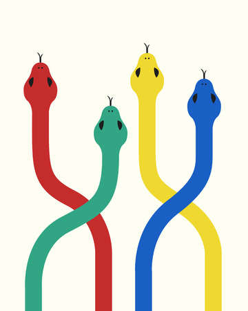 vector flat colorful snakes background for brochure banner and publicationのイラスト素材