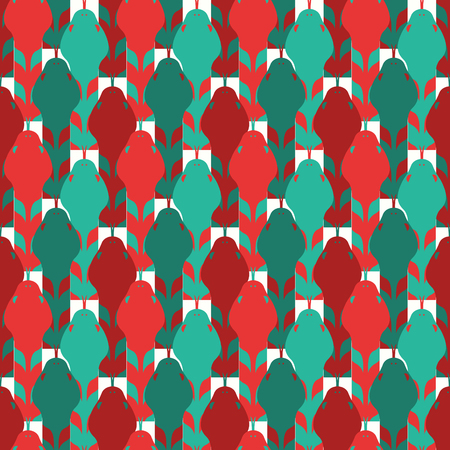 modern green and red snakes seamless patternのイラスト素材