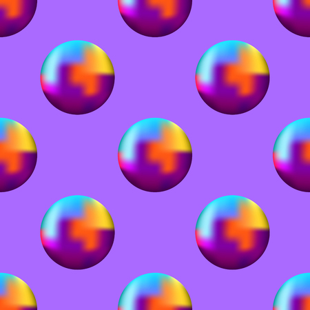 vector contemporary colorful circles seamless pattern on violetのイラスト素材