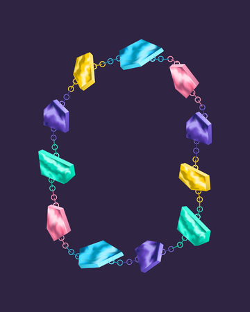colorful geometric stone necklace ornamentのイラスト素材