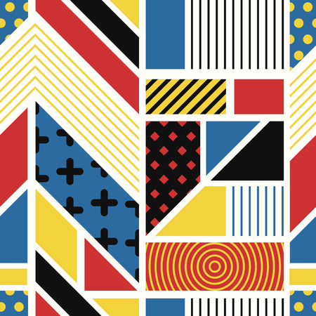 vector modern mondrian art style seamless patternのイラスト素材
