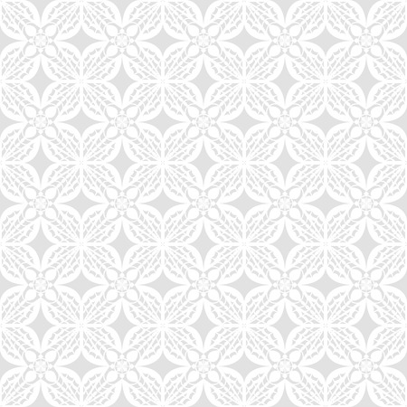 vector vintage white and grey lace doilies floral seamless patternのイラスト素材
