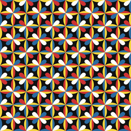 vector vintage floral seamless pattern on blackのイラスト素材