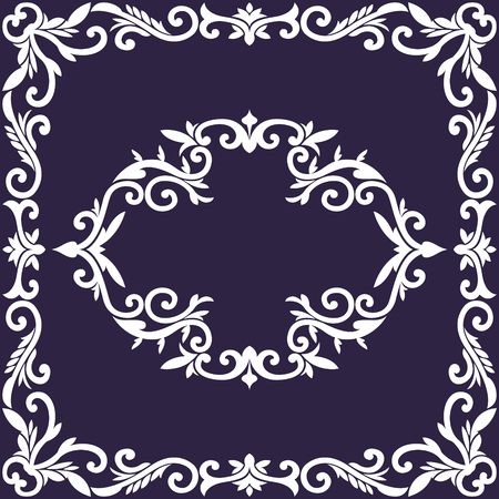 victorian ornament white frame with empty place center on violetのイラスト素材