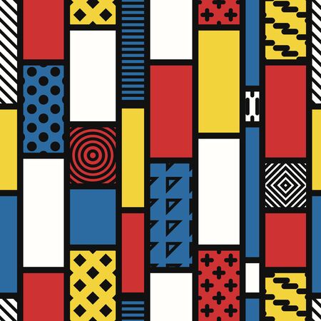 vector modern mondrian art style seamless patternのイラスト素材