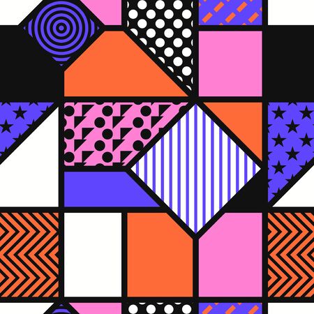 vector modern mondrian art style seamless patternのイラスト素材