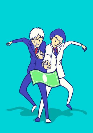 two businessman who is struggle for moneyのイラスト素材